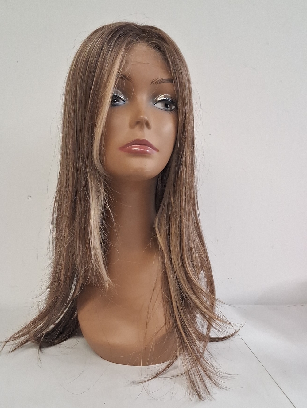 NWT JB Extensions Brown Long Straight Women’s Wig with Blonde Highlights